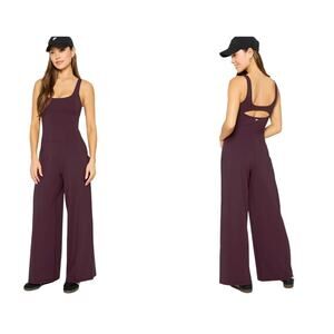 Fabletics PureLuxe Wide-Leg Jumpsuit Oxblood L